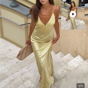 Classic Satin Slip Dress in Pale Yellow - Women in time for Prom